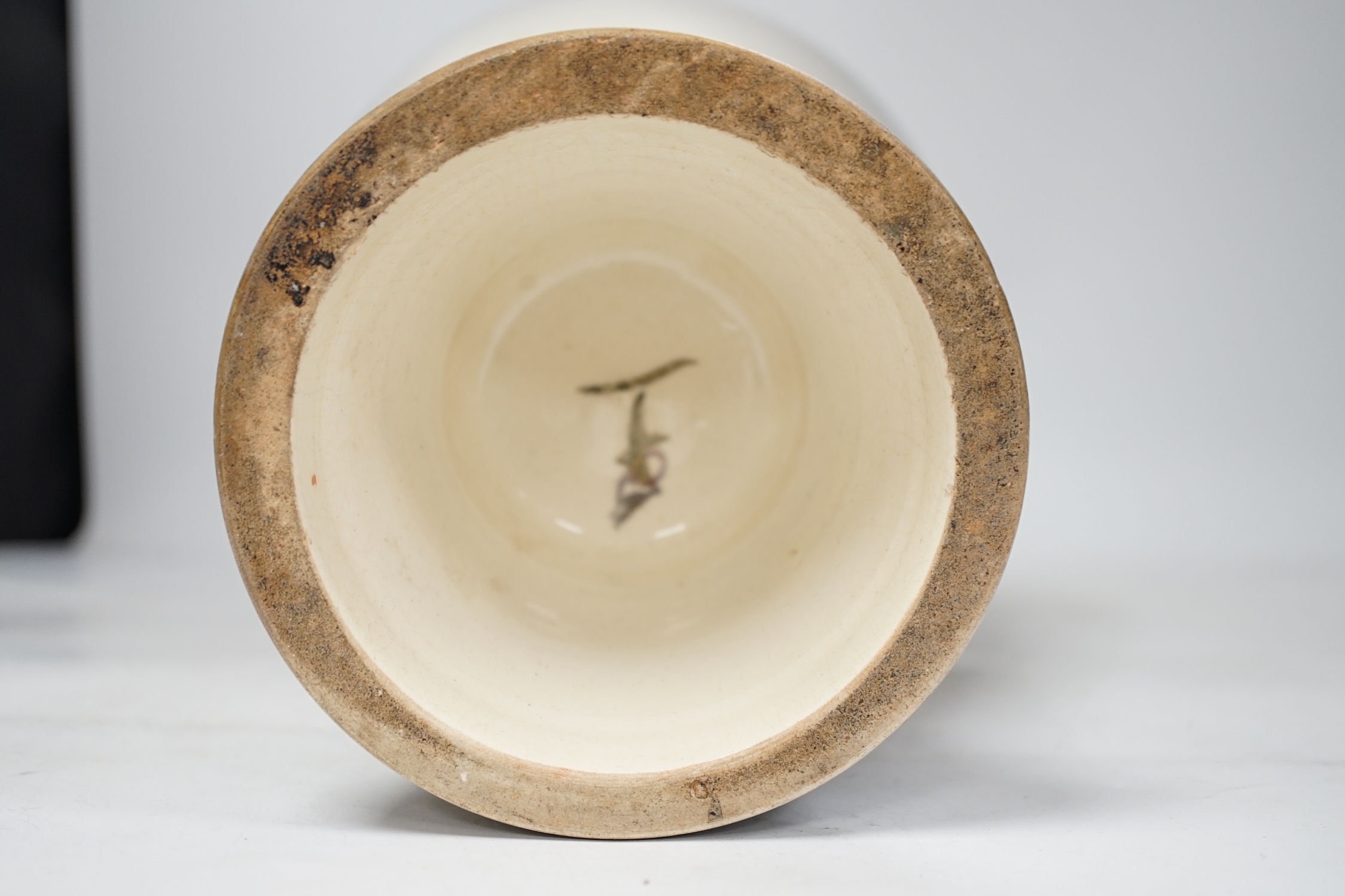 A large Japanese earthenware ovoid vase, 46cm. Condition - good